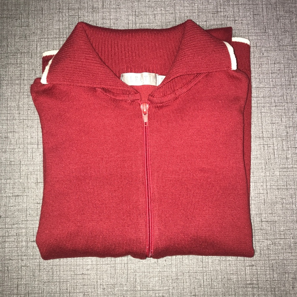 Red knit jacket